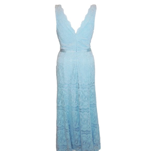 Maxi Dress Blue Lace Sleeveless Prom Gown Formal Special Occasion NWT - Picture 4 of 5